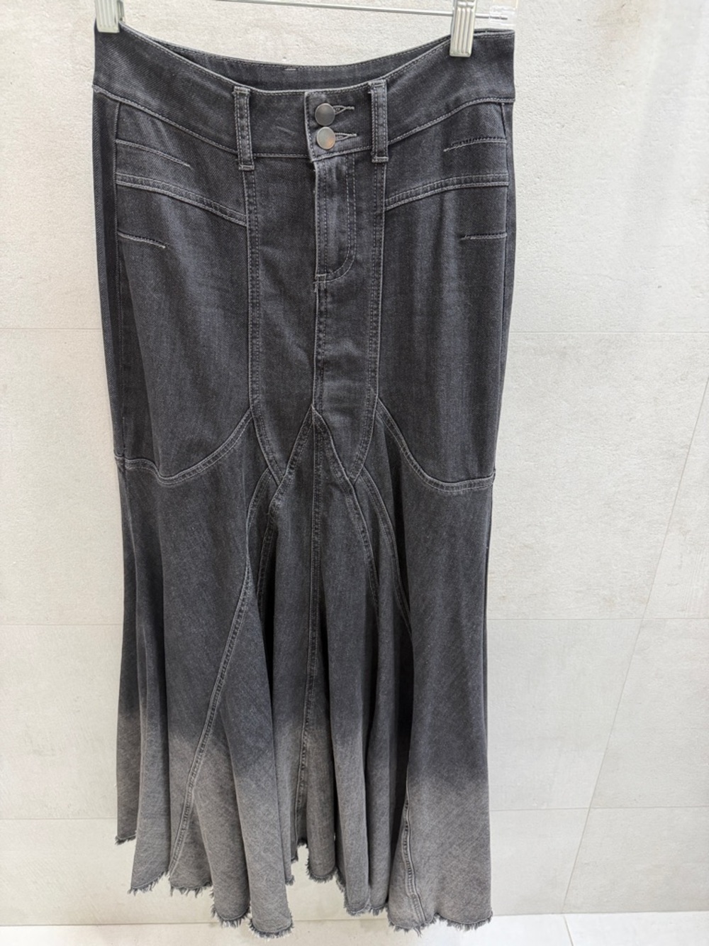 Current Mood Gray Ombre Denim Maxi Skirt